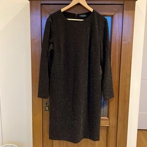 Black RL dress, simple long sleeve knee length, size 14